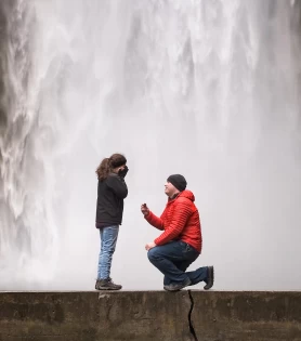 By the waterfall